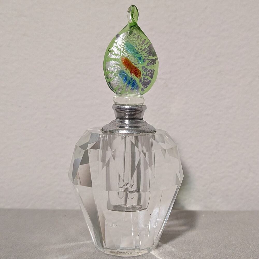 Two's Company Va Bene Faceted Glass Perfume Bottle Murano Style Foil Stopper